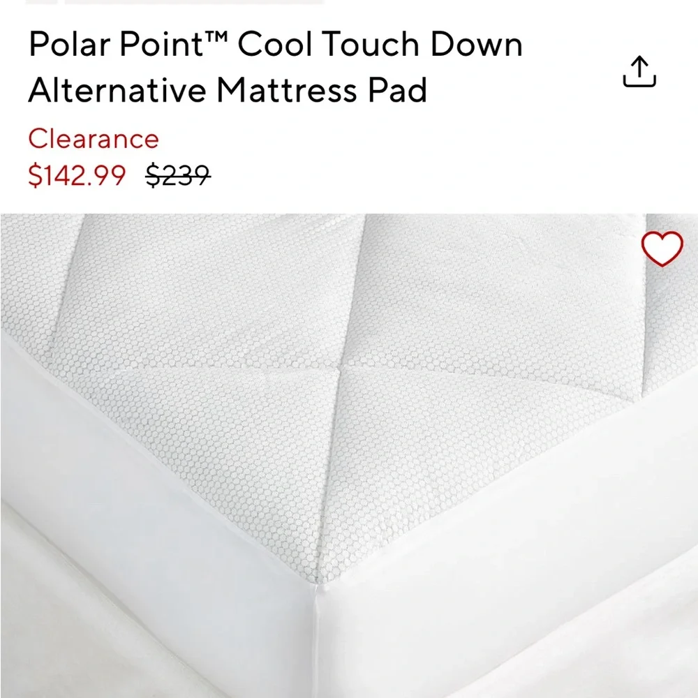Pottery barn polar point cooling mattress cover -queen